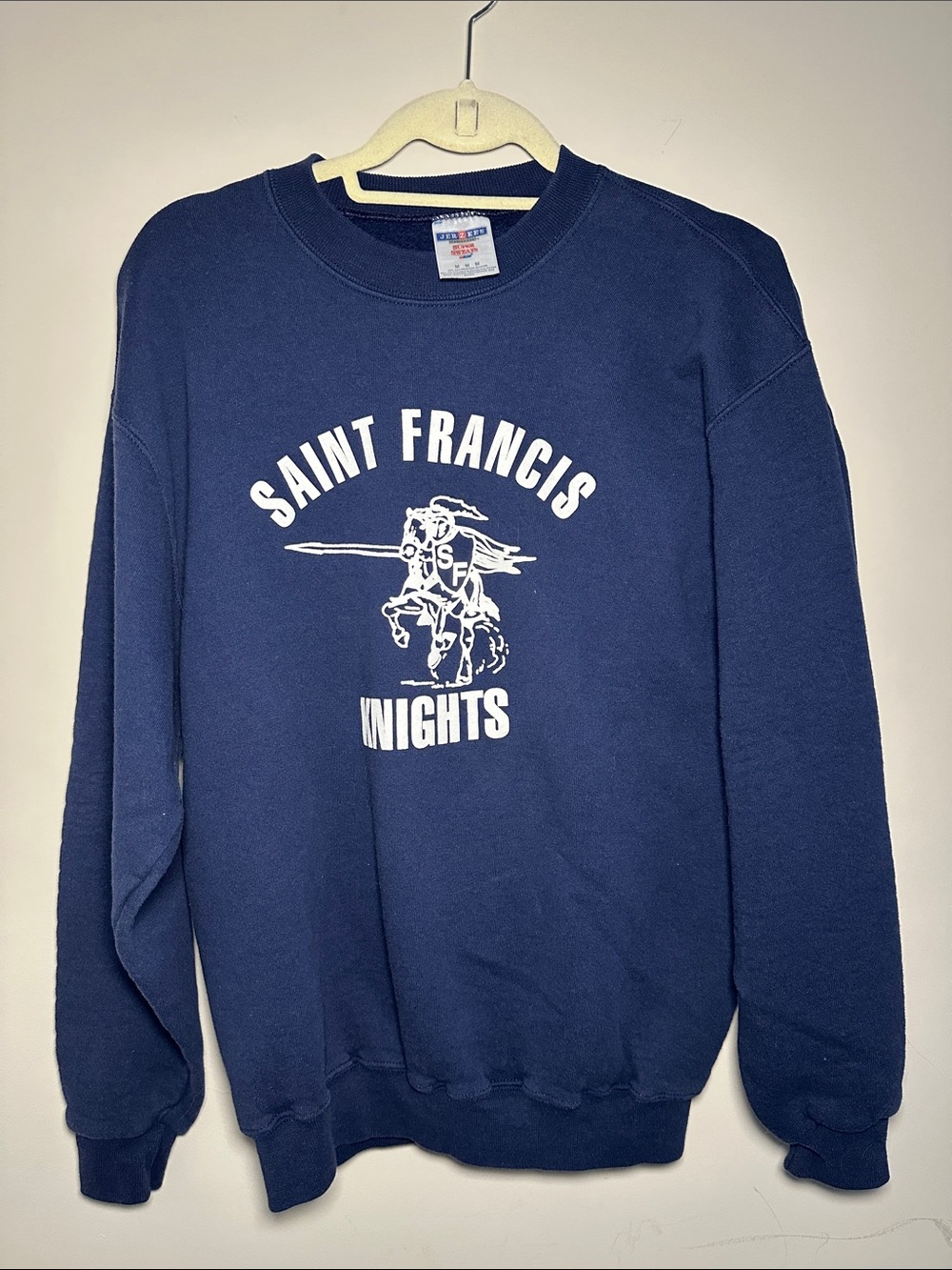 Jerzees Saint Francis Knights Navy Crewneck vintage Sweatshirt